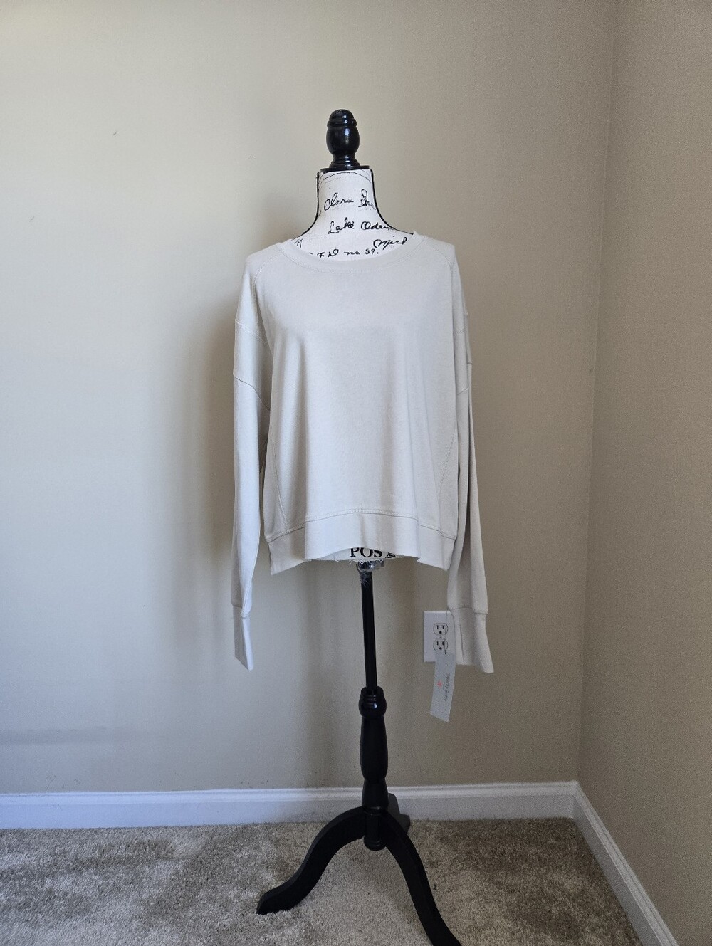 Sweaty Betty After Class Crop Sweatshirt Womens 12 Cream Pullover